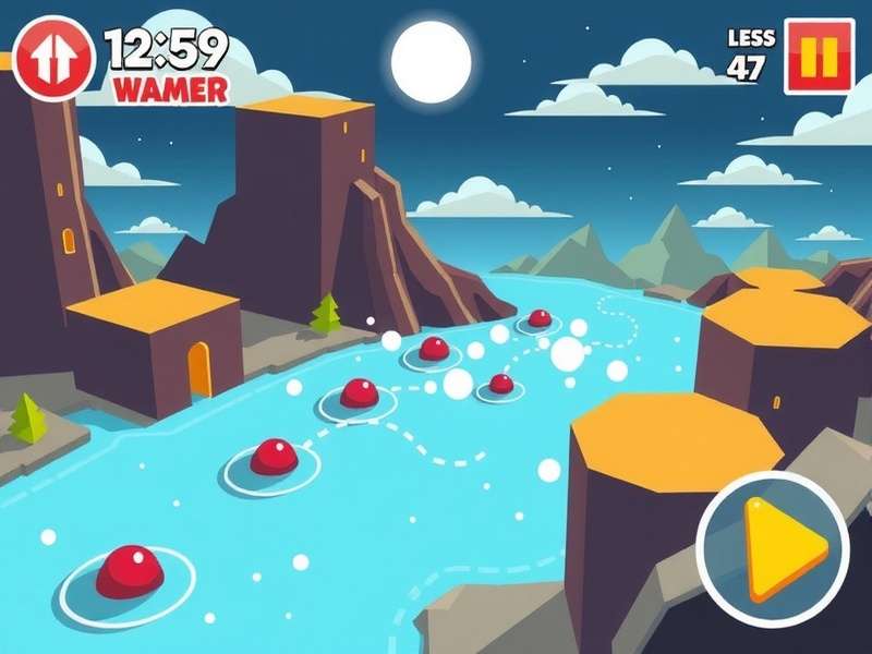 Person playing vector game on computer with parkour action on screen