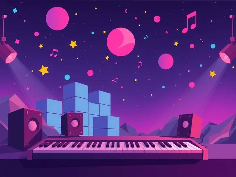 Vector game music production studio with synthesizers and audio equipment