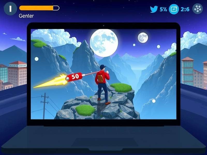 Vector Game Parkour Action on Laptop