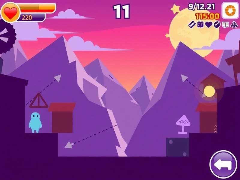 Vector Game Parkour Action Scene - Character performing a slide under obstacle