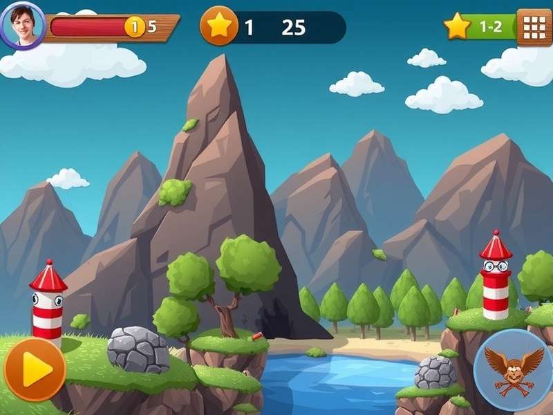 Vector game parkour action scene showing character running and jumping