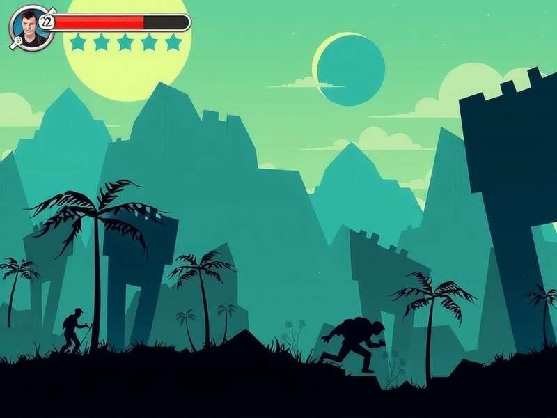 Vector game parkour action scene on a computer screen