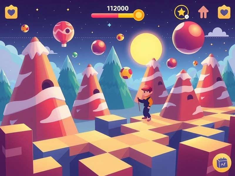 Vector parkour game action scene showing character running and jumping