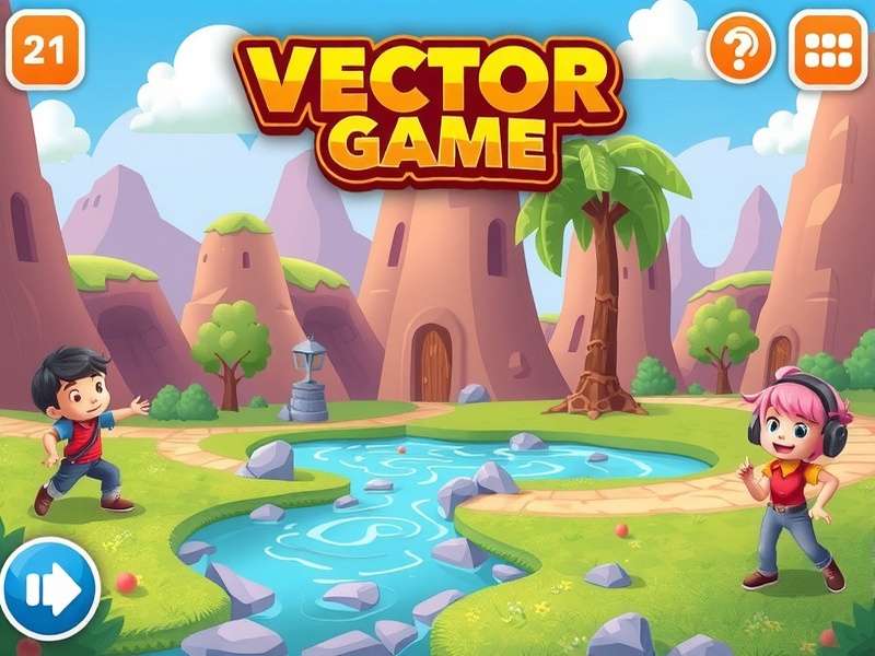 Vector Game parkour action scene