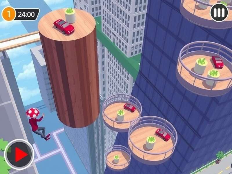 Vector Game Parkour gameplay showing stick-figure free runner escaping Patrons on rooftops