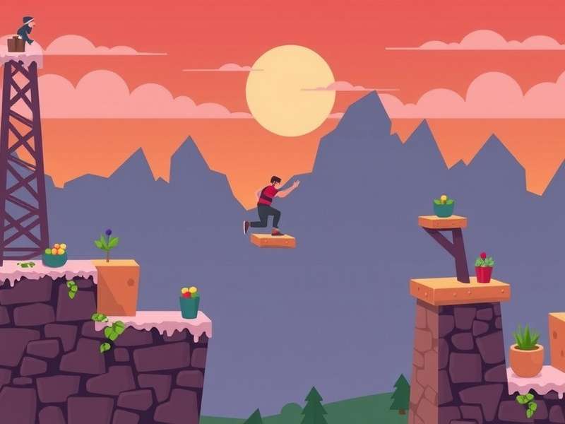 Vector Game Parkour Free Play – action-packed parkour gameplay showing a character performing an aerial leap across rooftops