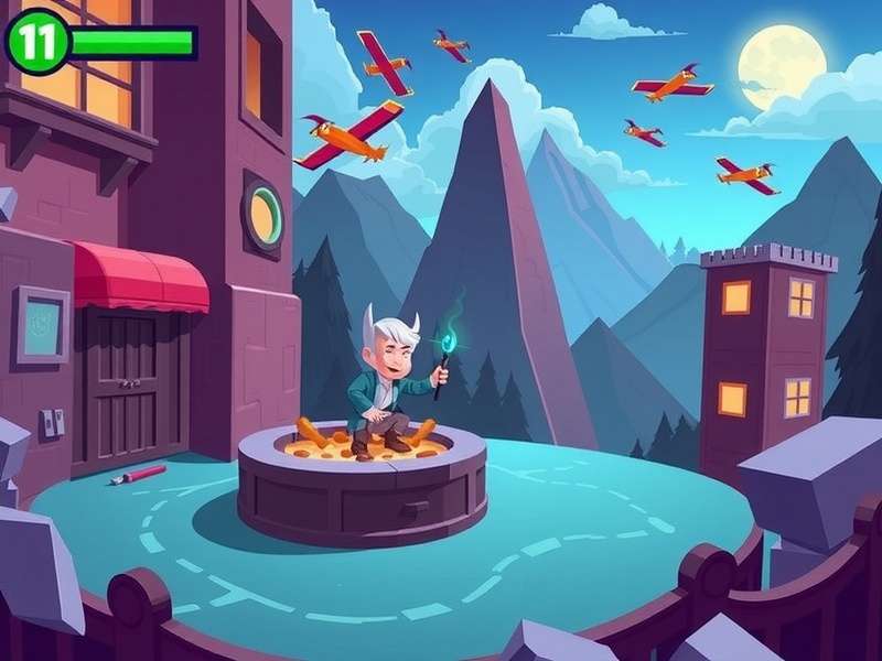 Vector Game character performing a wall jump trick in a neon cityscape